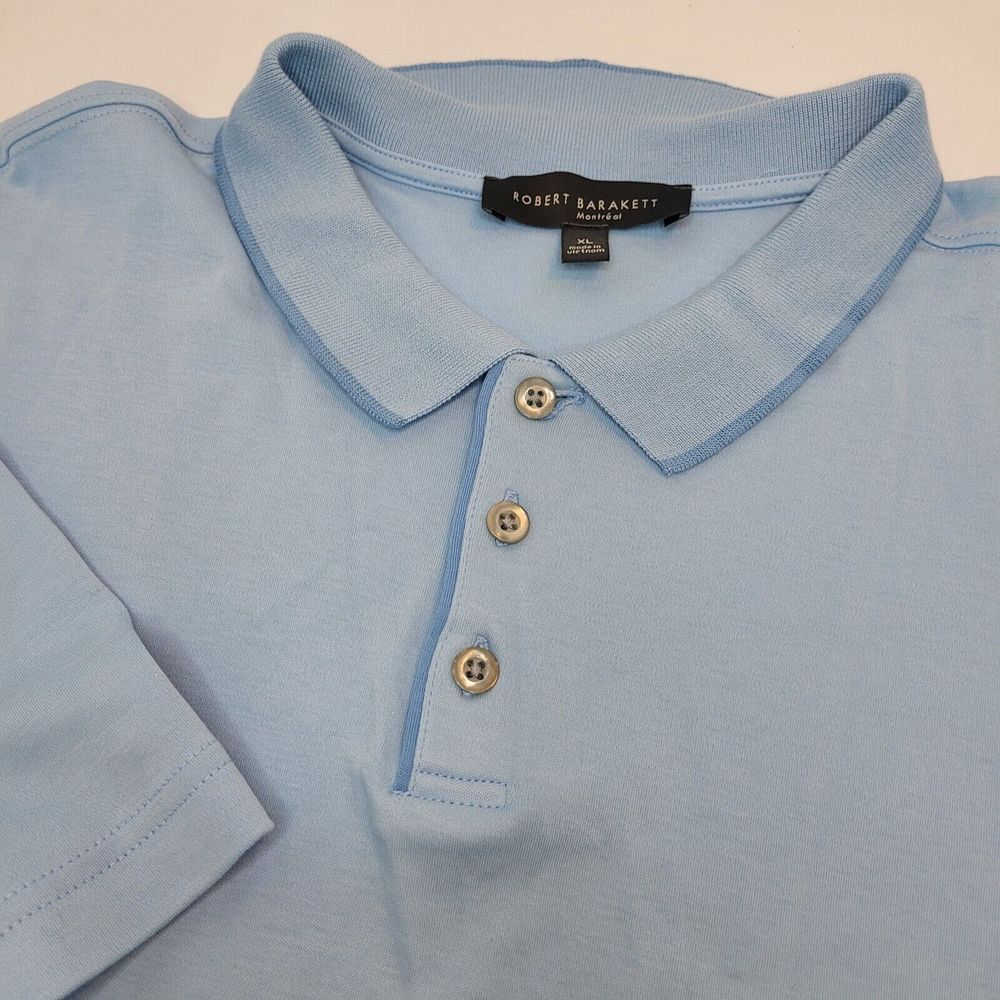Robert Barakett Polo Shirt Mens XL Light Blue Excellent 100% Cotton 42692